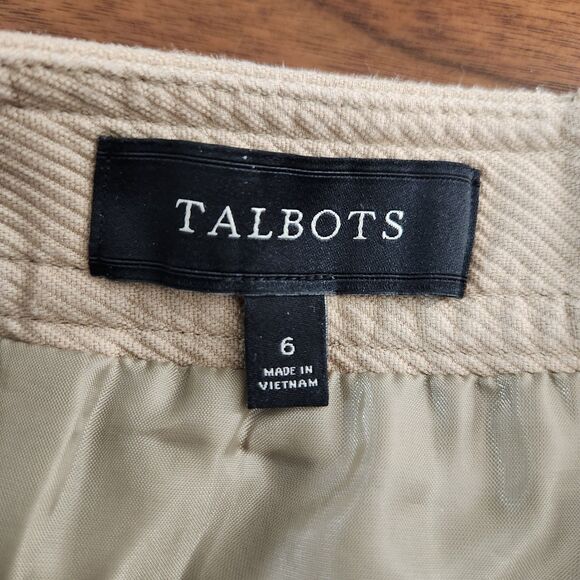 Talbots Tan Beige Cotton Straight Pencil Lined Skirt Size 6 - Picture 4 of 7